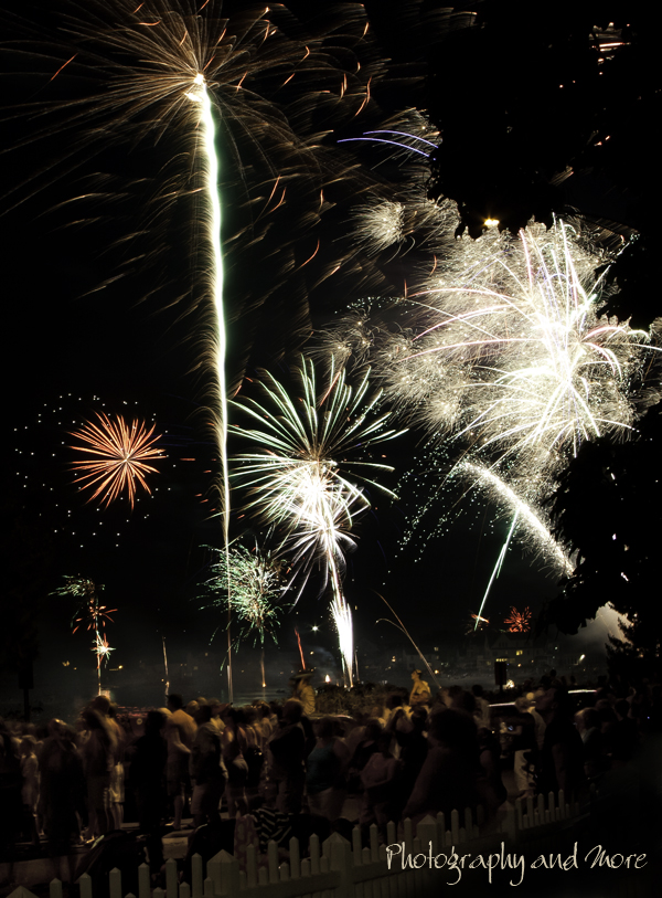 photograph of fireworks with a crowd of people in Milford, CT